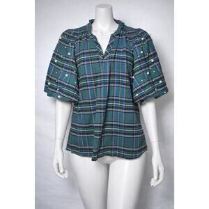 Belle by Kim Gravel A708255 Jingle Belles Tartan Pearl Sleeve‎ Top